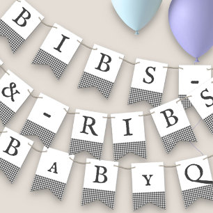 Bannière À Fanions Bandes et côtes BaByQ Baby shower plat gris modif