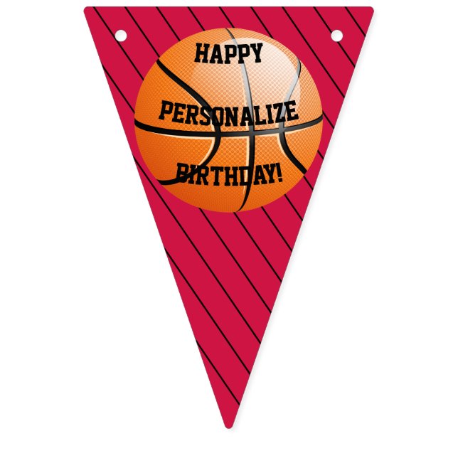 Bannière À Fanions Basket-ball personnalisé Joyeux anniversaire (Premier drapeau)
