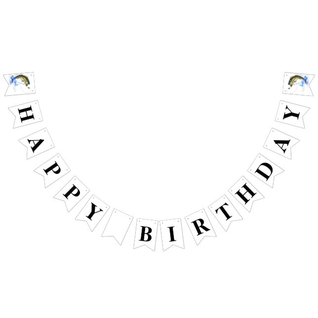 Bannière À Fanions Bass Jumping Pêche Joyeux Anniversaire (Tout)