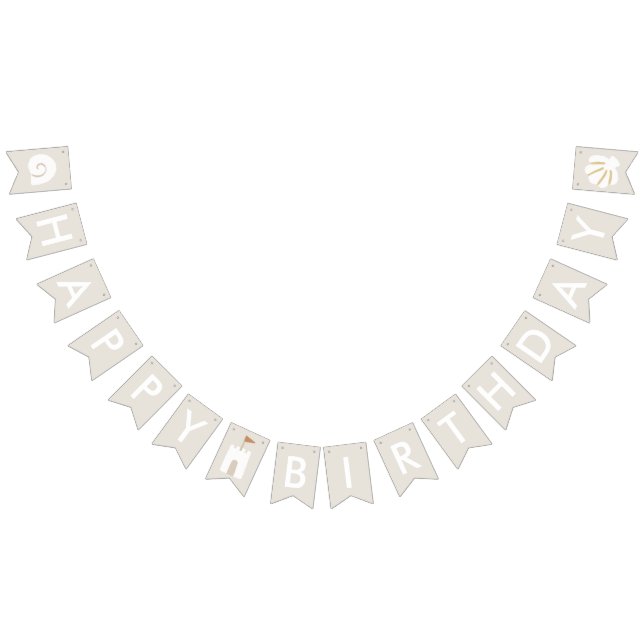 Bannière À Fanions Beach Seashell Sandcastle Starfish Joyeux annivers (Tout)