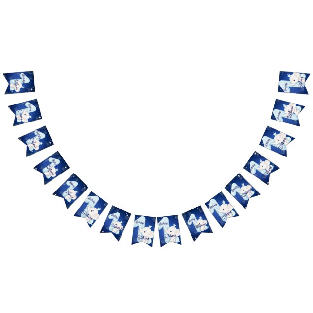 Bannière À Fanions Bébé éléphant mignon premier anniversaire (Tout)