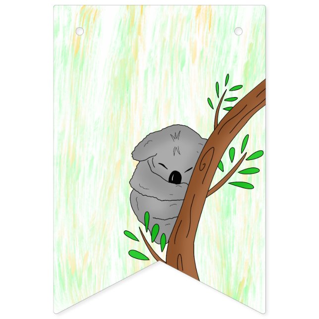 Bannière À Fanions Bébé endormi Koala Ours Baby shower personnalisé (Premier drapeau)