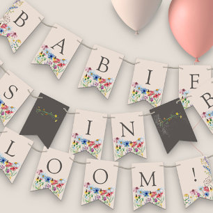 Bannière À Fanions Bébés fleurs sauvages dans le Baby shower Bloom Ga