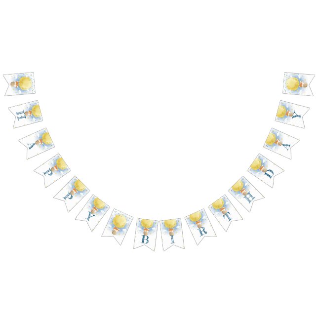 Bannière À Fanions Belle aquarelle Moon Air Balloon (Tout)