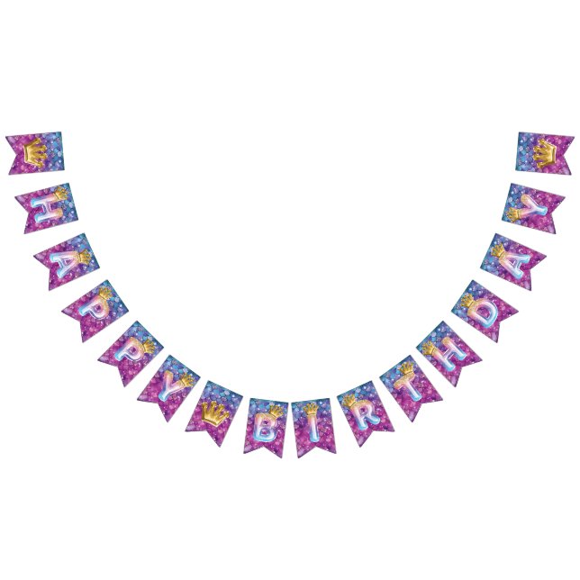 Bannière À Fanions Belle Sirène Anniversaire Balloon Lettres (Tout)