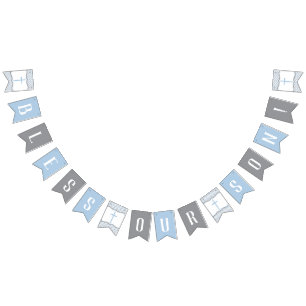 Bannière À Fanions Bénie Notre Fils Bannière, Bébé Bleu, Gris