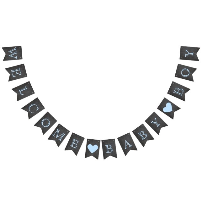 Bannière À Fanions Bienvenue Baby Boy Chalkboard Look (Tout)