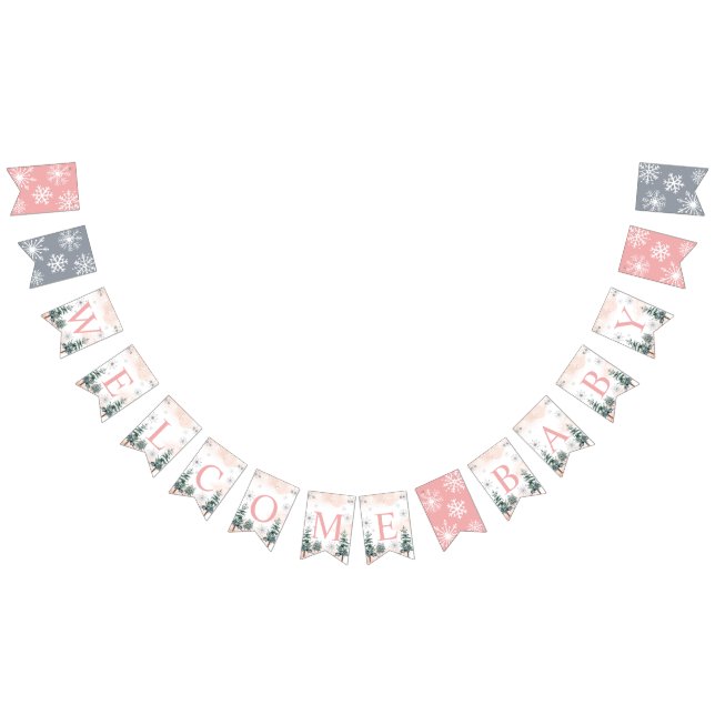 Bannière À Fanions Bienvenue d'hiver bébé (Tout)