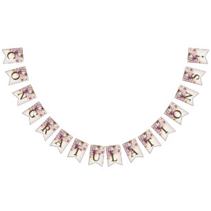 Bannière À Fanions Bienvenue Fleur rose Boho Elégante