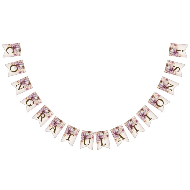 Bannière À Fanions Bienvenue Fleur rose Boho Elégante (Tout)