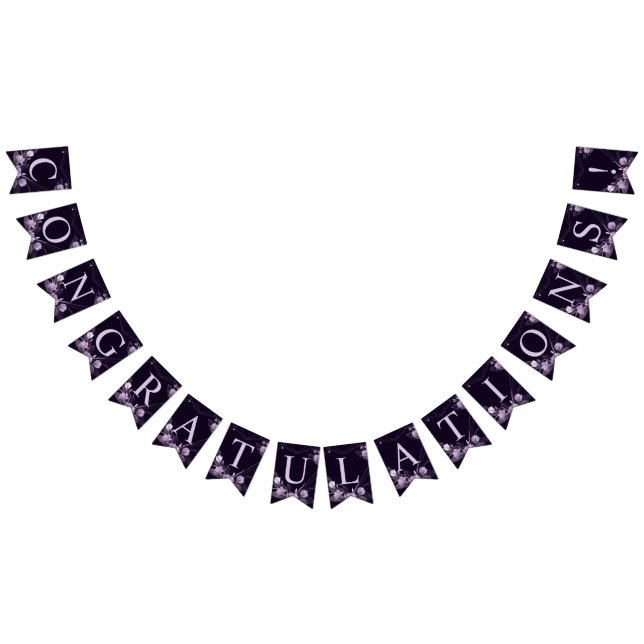 Bannière À Fanions Bienvenue Mariage Party Violet Floral Frame (Tout)