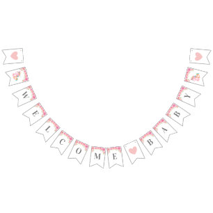 Bannière À Fanions Bienvenue Unicorn Animal rose Girl Peony Baby show