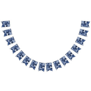 Bannière À Fanions Bigorneau Toile floral bleu No.1 personnalisable