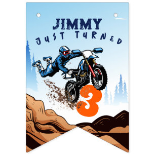 Bannière À Fanions Biker Kid Dirt Stunt Vélo Anniversaire
