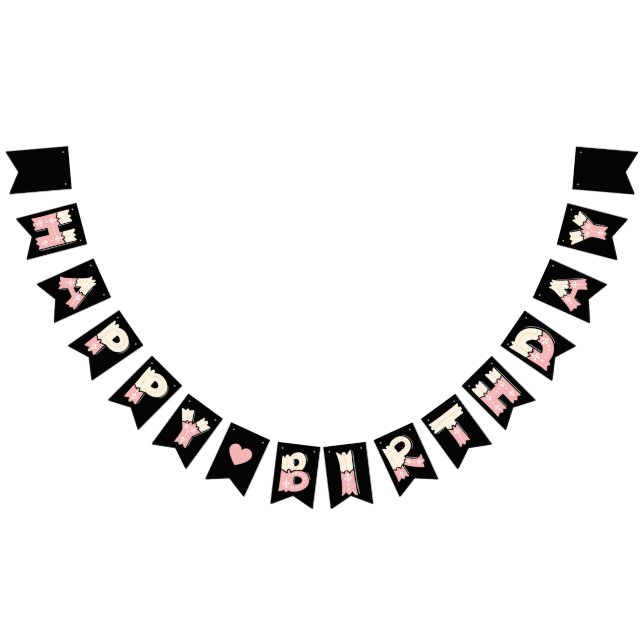 Bannière À Fanions Birthday contents de roses beiges (Tout)