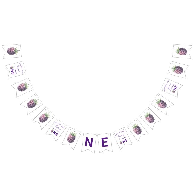 Bannière À Fanions Blackberry d'aquarelle 1er anniversaire (Tout)