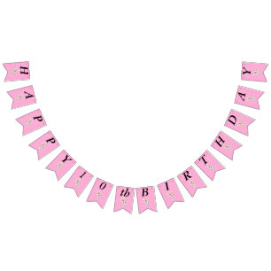 Bannière À Fanions Blancs adorable Bleu Cartoon Bunny Hot Rose