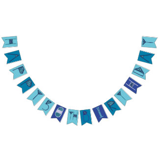 Bannière À Fanions Bleu 50e anniversaire joyeux Bunting