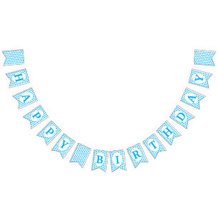 Bannière À Fanions Bleu clair pois Joyeux anniversaire