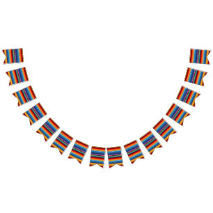 Bannière À Fanions Blue Gold Red Sarape mexicaine