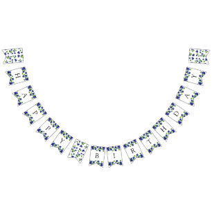 Bannière À Fanions Blueberry Berry Premier Anniversaire Aquarelle mig