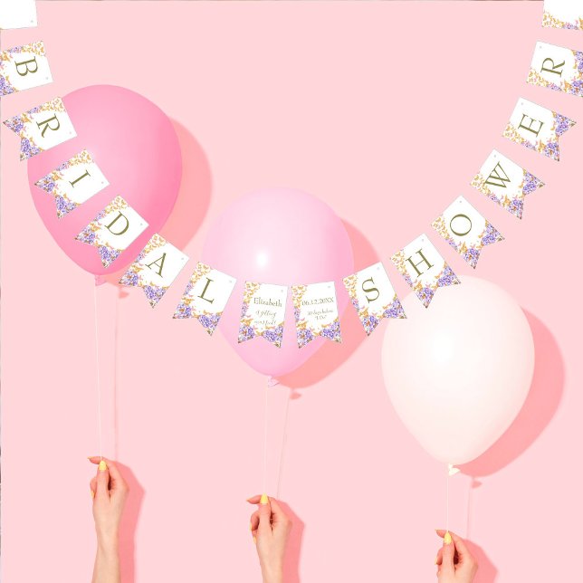 Bannière À Fanions Boho Butterflies Hydrangeas Fête des mariées rusti (Créateur téléchargé)