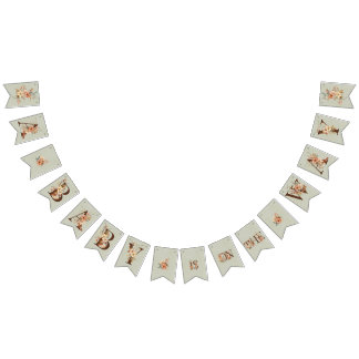 Bannière À Fanions Boho Floral sur Baby shower bleu texturé