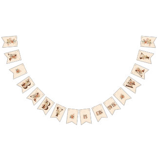 Bannière À Fanions Boho Floral sur Baby shower d'ivoire texturé