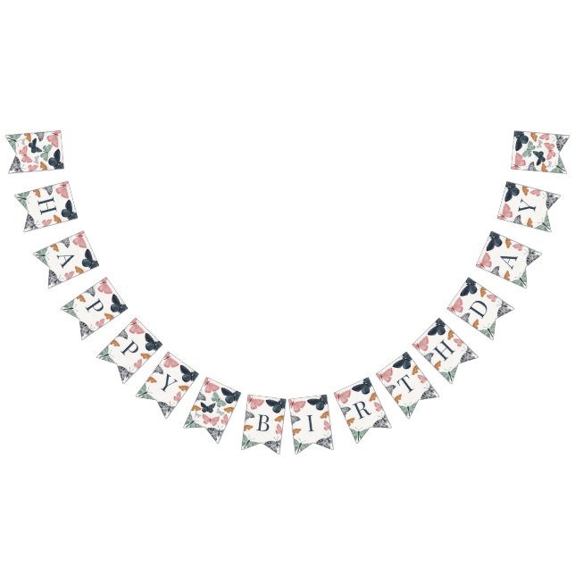 Bannière À Fanions Boho Little Butterfly Joyeux anniversaire (Tout)