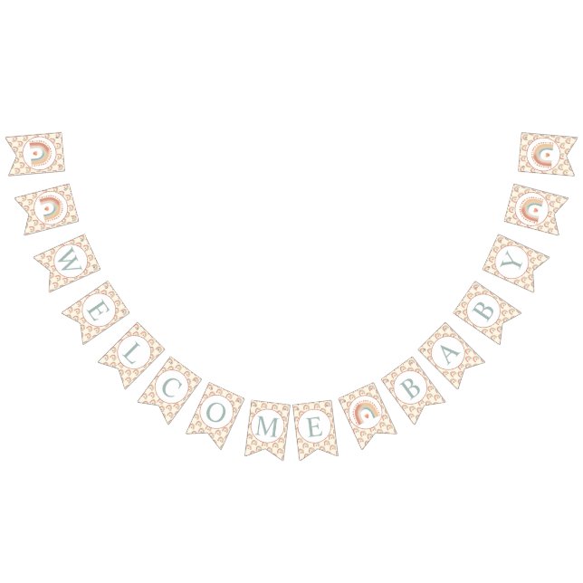 Bannière À Fanions Boho moderne Rainbow Welcome Baby Bunting - Waterc (Tout)