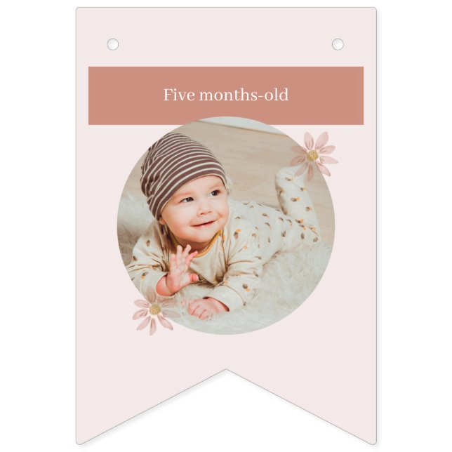 Bannière À Fanions Boho Pink Daisy Joyeux Anniversaire Photo Jalon (Sizième drapeau)