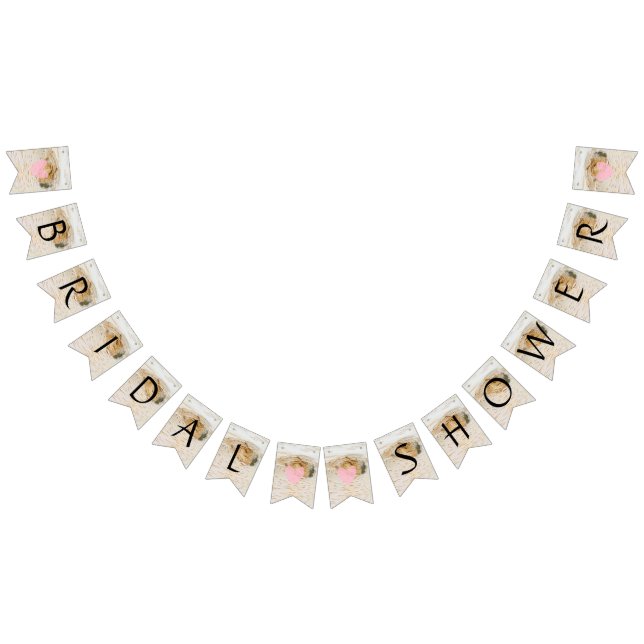 Bannière À Fanions Bois de bouleau rustique Coeurs Fête des mariées B (Tout)