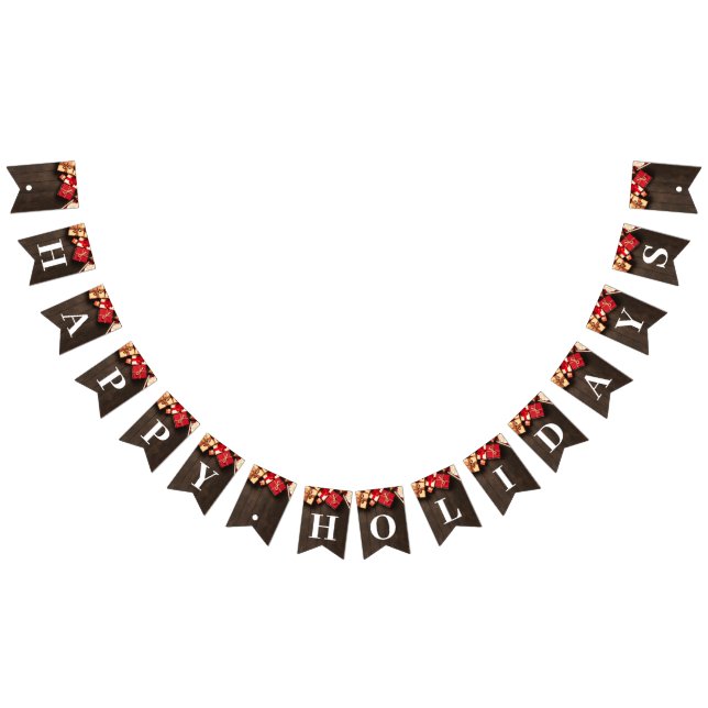 Bannière À Fanions Boîte cadeau rustique, fête de Noël (Tout)