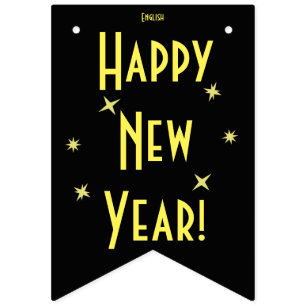 Bannière À Fanions Bonne année 16 Langues   Ajouter votre langue