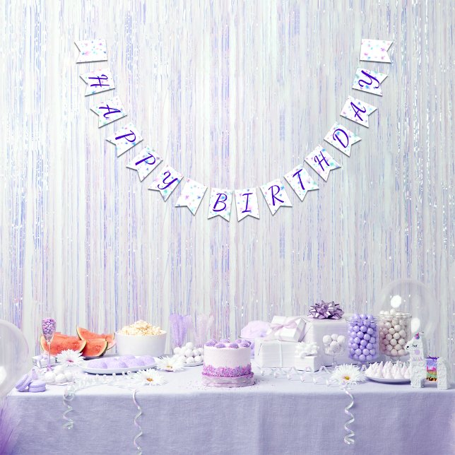 Bannière À Fanions Bonne fête d'anniversaire 01 (Customizable Happy birthday bunting flag)