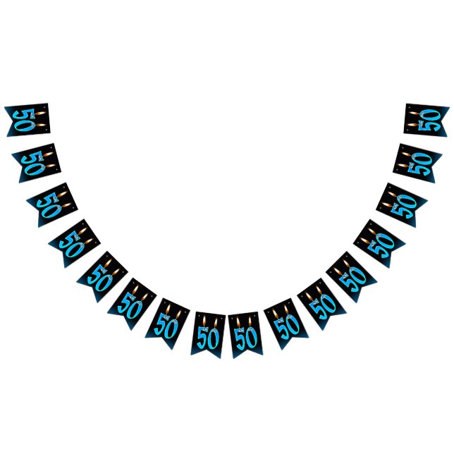 Bannière À Fanions Bougies à 50e anniversaire avec globes oculaires (Tout)