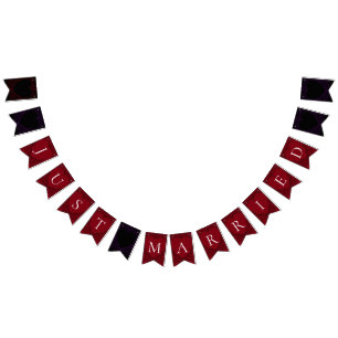 Bannière À Fanions Boutage Mariage gothique au coeur rouge et noir