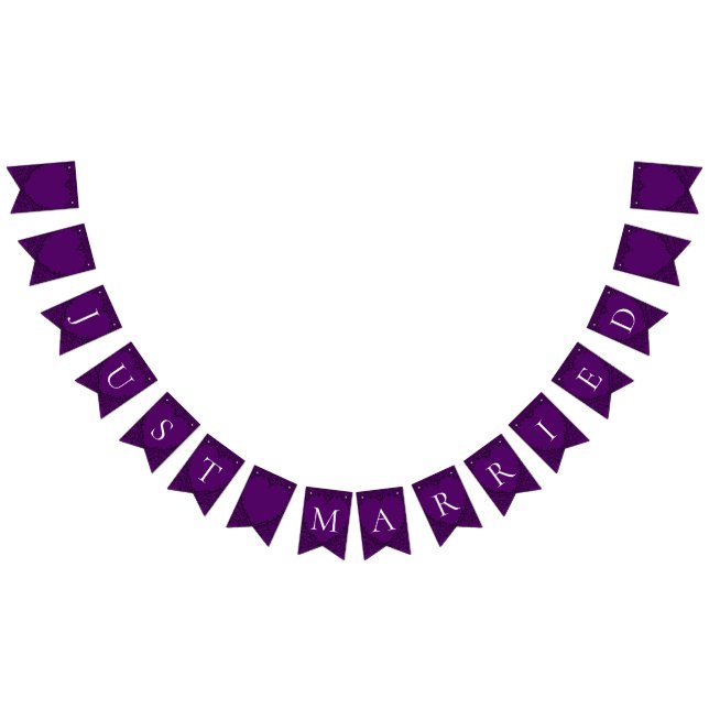 Bannière À Fanions Bouton Mariage gothique au coeur mauve et noir (Tout)