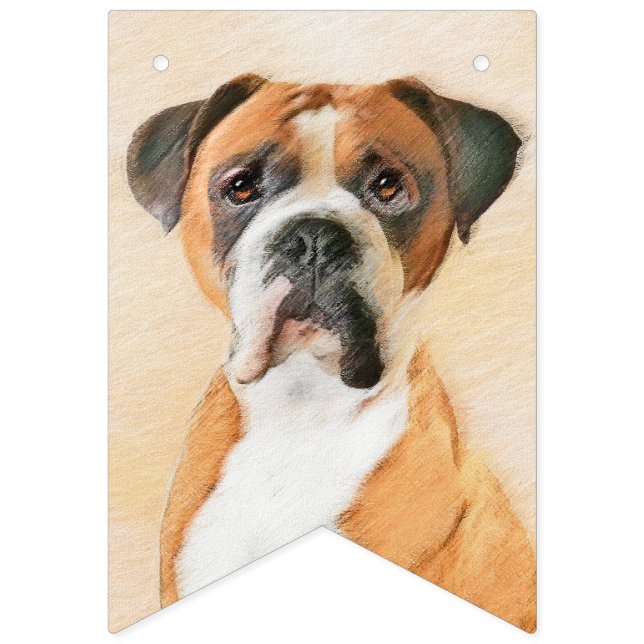 Bannière À Fanions Boxer Dog Peinture Non Décroché Art animal origina (Premier drapeau)