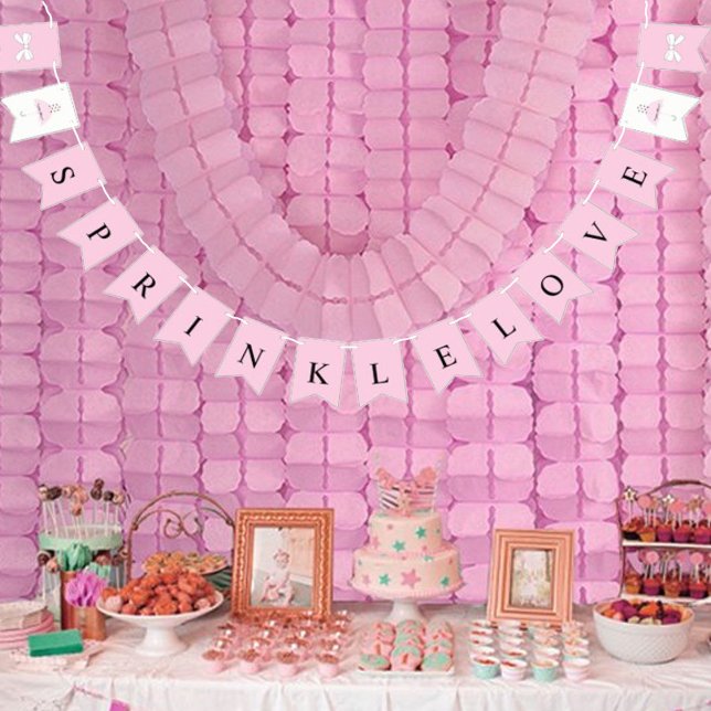 Bannière À Fanions BRIDE Sprinkings Little Love Pink Shower Party (Créateur téléchargé)