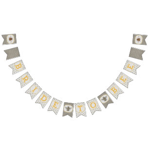 Bannière À Fanions Bride To Bee - abeilles en noir et blanc