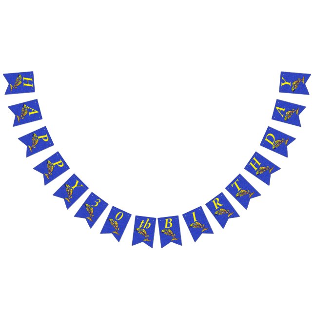 Bannière À Fanions Bright Festive Joyeux Anniversaire Poisson Abstrai (Tout)