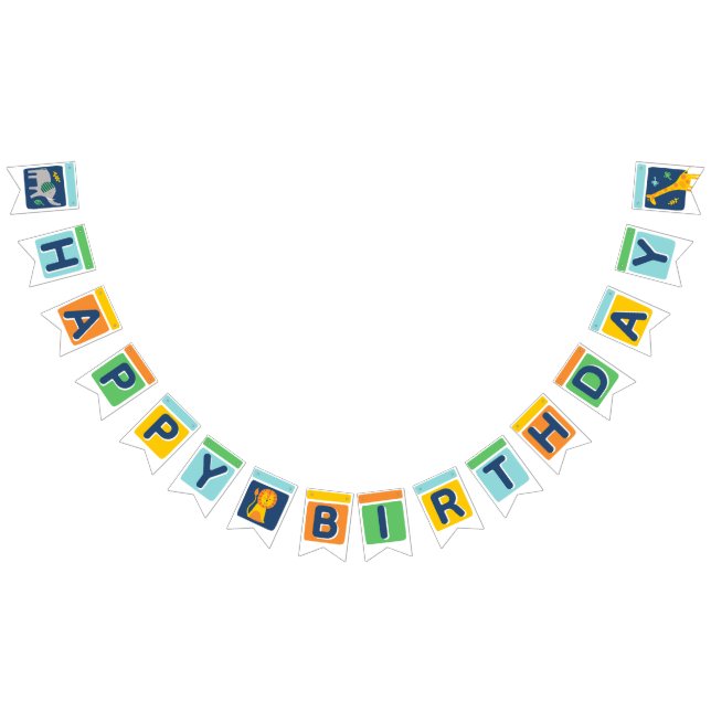 Bannière À Fanions Bright Zoo Jungle Animals Birthday BUNTING FLAGS (Tout)