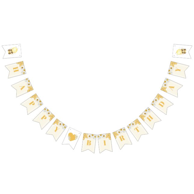 Bannière À Fanions Bumblebee Joyeux Anniversaire Bee Kids Honey Honey (Tout)