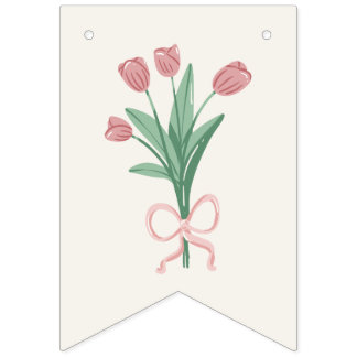 Bannière À Fanions Bunting personnalisé aux fleurs de tulipes et ruba