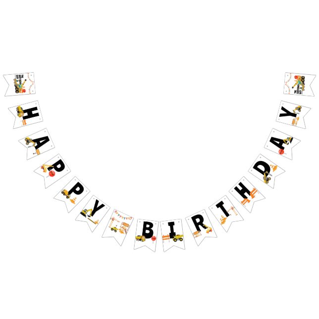 Bannière À Fanions Camions de Construction | Fête d'anniversaire pour (Tout)