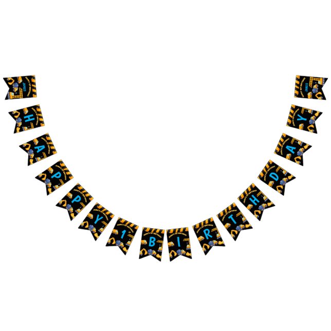 Bannière À Fanions Camions de construction garçons fête d'anniversair (Tout)