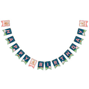 Bannière À Fanions Camping rose Filles Anniversaire Camp hors de la f