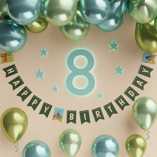 Bannière À Fanions Camping Vert Anniversaire Fête Joyeux Anniversaire (Green Camping Birthday Party Happy Birthday Bunting Flags)