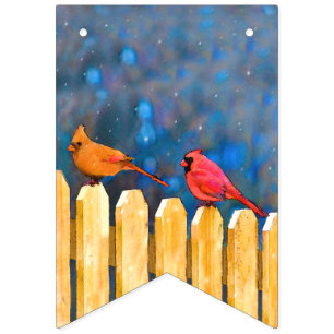 Bannière À Fanions Cardinals on the Fence Painting - Art original